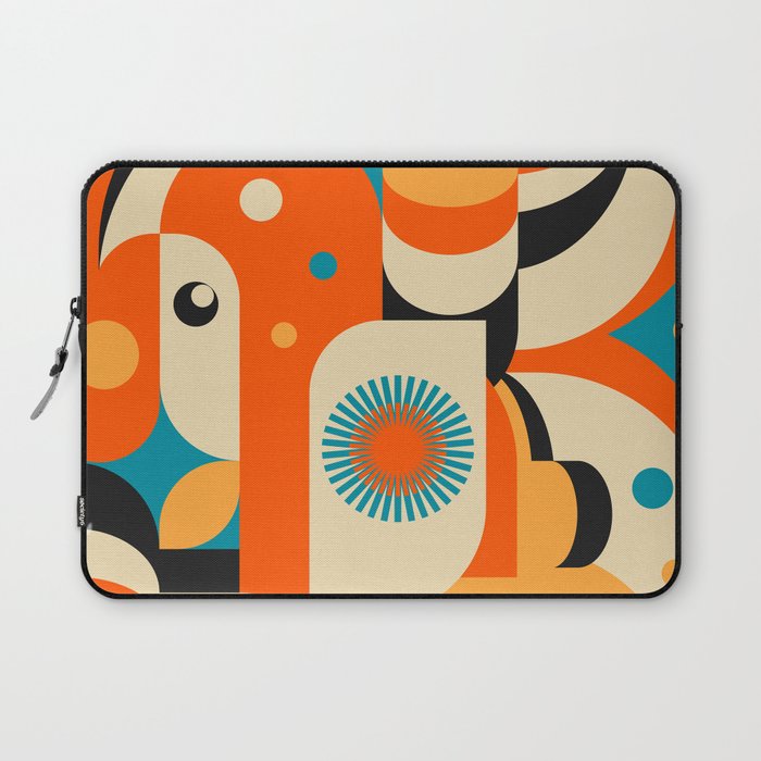 Retro Geometric Abstract Girl and Landscape Illustration Laptop Sleeve Gallery Image 1