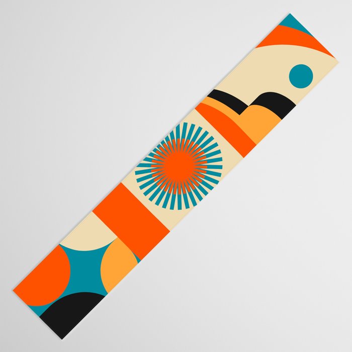 Retro Geometric Abstract Girl and Landscape Illustration Table Runner Gallery Image 3