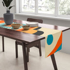 Retro Geometric Abstract Girl and Landscape Illustration Table Runner Gallery Image 2
