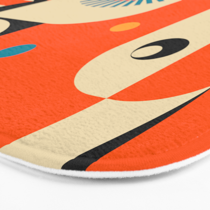 Retro Geometric Abstract Girl and Landscape Illustration Bath Mat Gallery Image 3