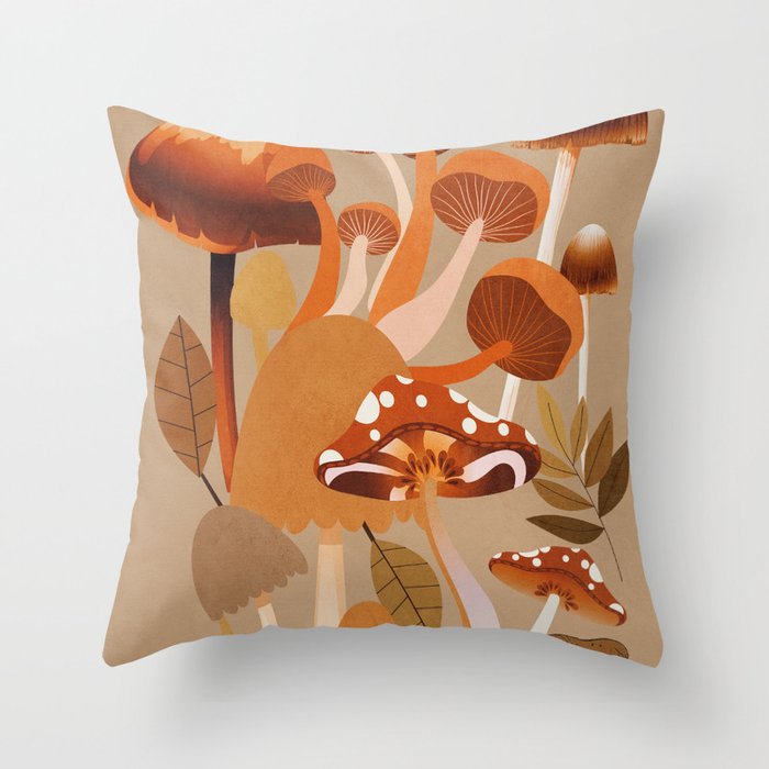 Mushrooms 2 Throw Pillow Gallery Image 6