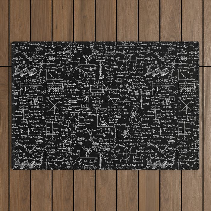 Physics Equations on Chalkboard Outdoor Rug Gallery Image 1