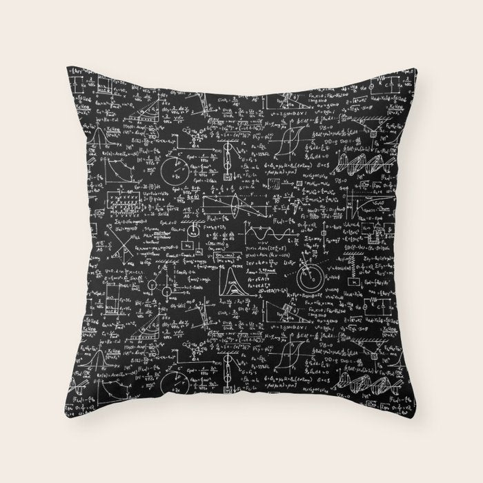 Physics Equations on Chalkboard Throw Pillow Gallery Image 1