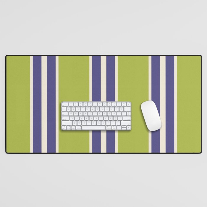 Vertical Stripes Chartreuse and Blue Desk Mat Gallery Image 1