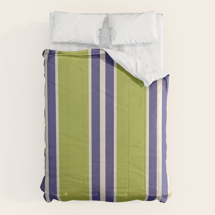 Vertical Stripes Chartreuse and Blue Comforter Gallery Image 1