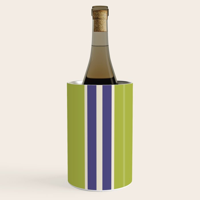 Vertical Stripes Chartreuse and Blue Wine Chiller Gallery Image 1