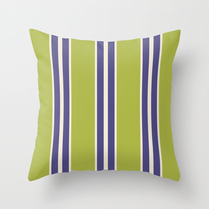 Vertical Stripes Chartreuse and Blue Throw Pillow Gallery Image 6