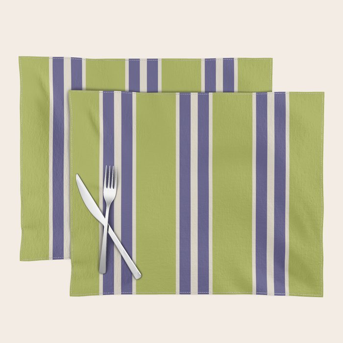 Vertical Stripes Chartreuse and Blue Placemat Gallery Image 1