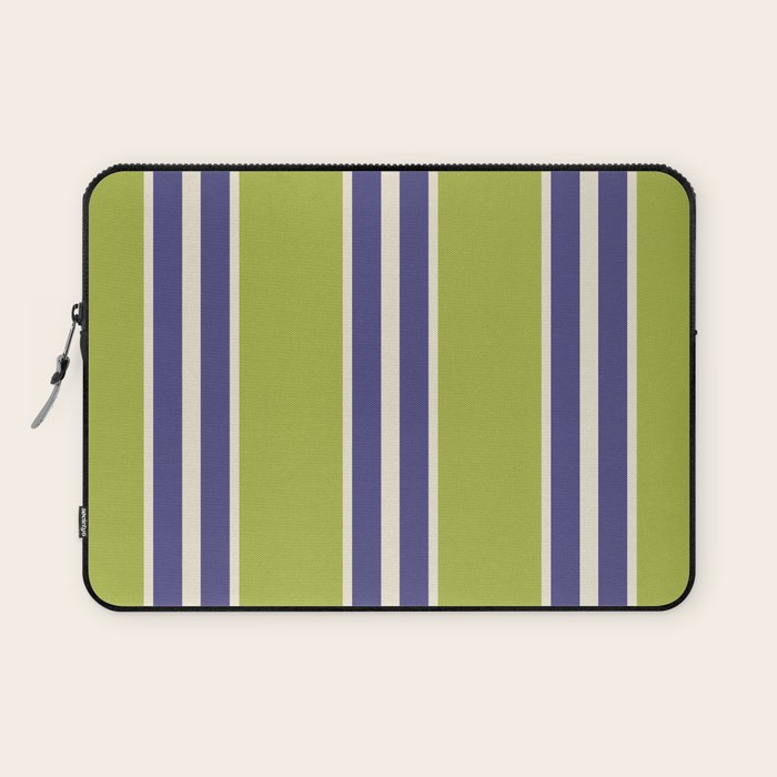 Vertical Stripes Chartreuse and Blue Laptop Sleeve Gallery Image 1