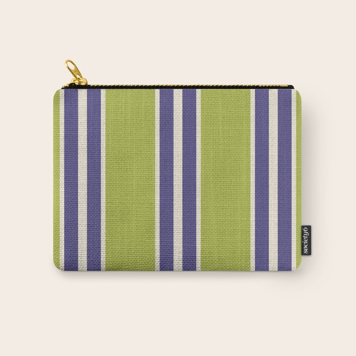 Vertical Stripes Chartreuse and Blue Carry All Pouch Gallery Image 1
