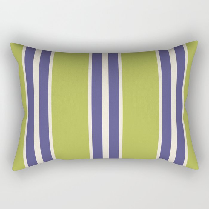 Vertical Stripes Chartreuse and Blue Rectangular Pillow Gallery Image 1