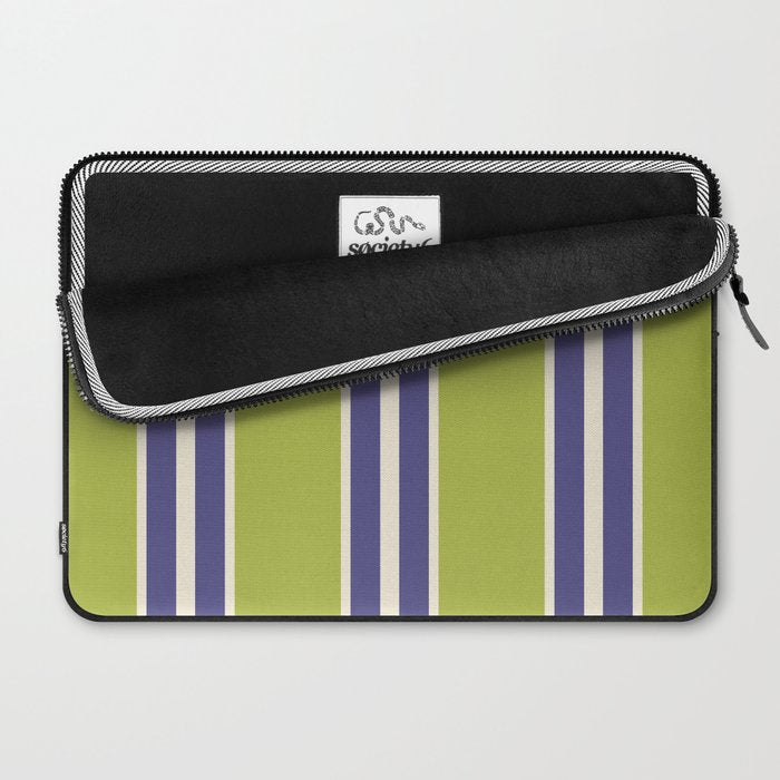 Vertical Stripes Chartreuse and Blue Laptop Sleeve Gallery Image 2