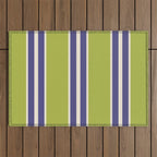 Vertical Stripes Chartreuse and Blue Outdoor Rug Gallery Image 1