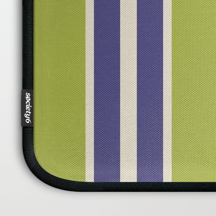 Vertical Stripes Chartreuse and Blue Laptop Sleeve Gallery Image 3