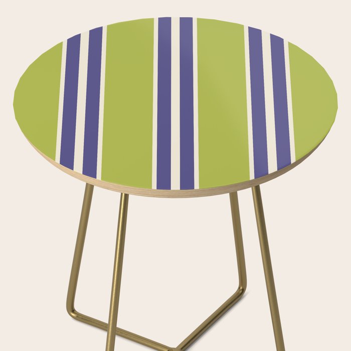 Vertical Stripes Chartreuse and Blue Side Table Gallery Image 2