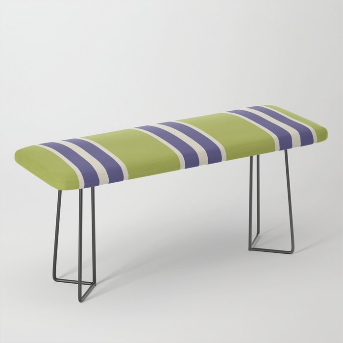 Vertical Stripes Chartreuse and Blue Bench Gallery Image 1