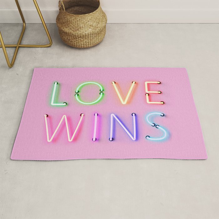 LOVE WINS - Rainbow Neon Rug Gallery Image 1
