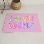 LOVE WINS - Rainbow Neon Rug Gallery Image 1