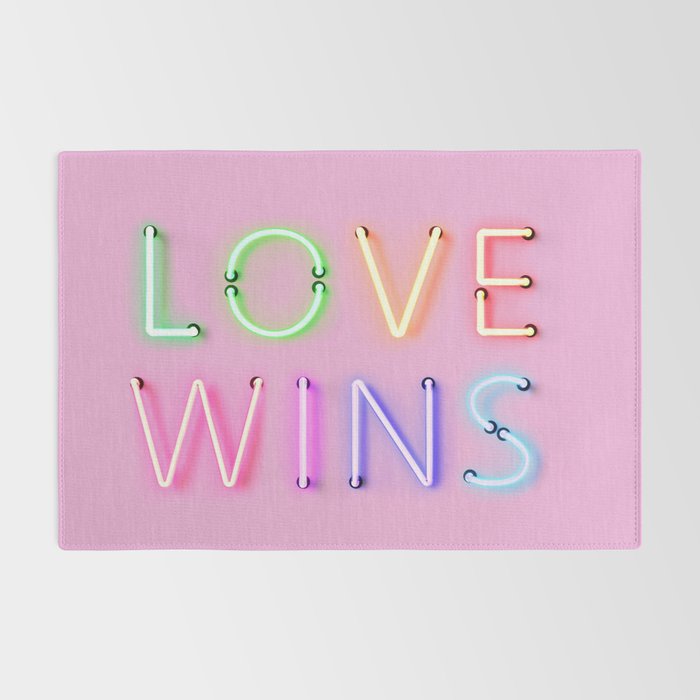 LOVE WINS - Rainbow Neon Rug Gallery Image 2