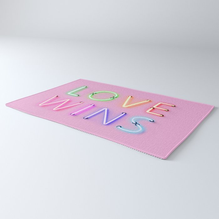LOVE WINS - Rainbow Neon Rug Gallery Image 3