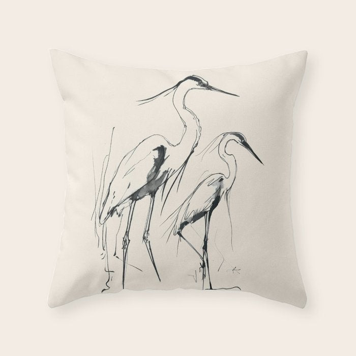 Two Herons Throw Pillow Gallery Image 1