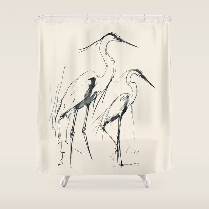 Two Herons Shower Curtain Gallery Image 1
