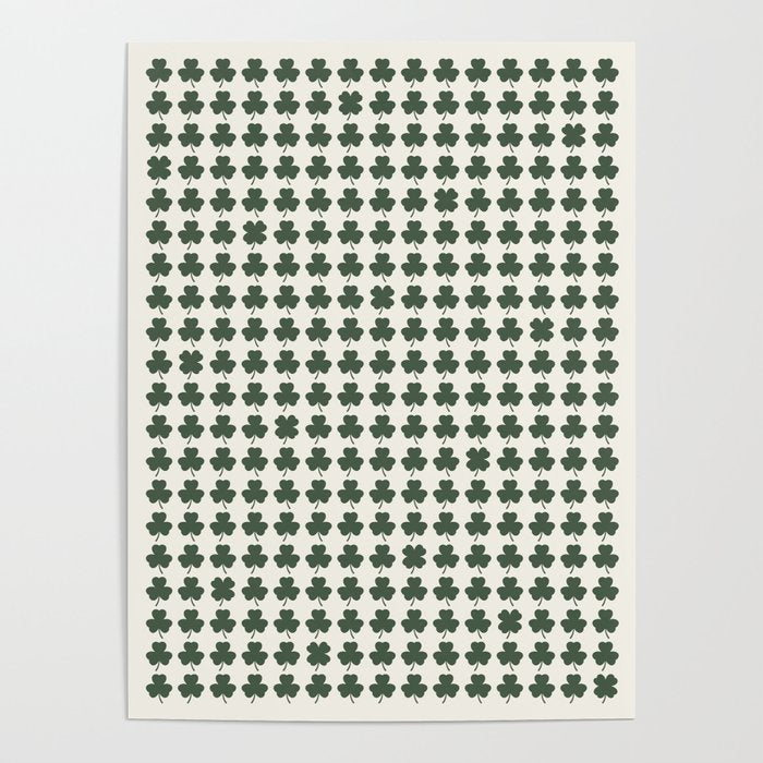 Clovers XXXVIII Dark Green Botanical Pattern Poster Gallery Image 1