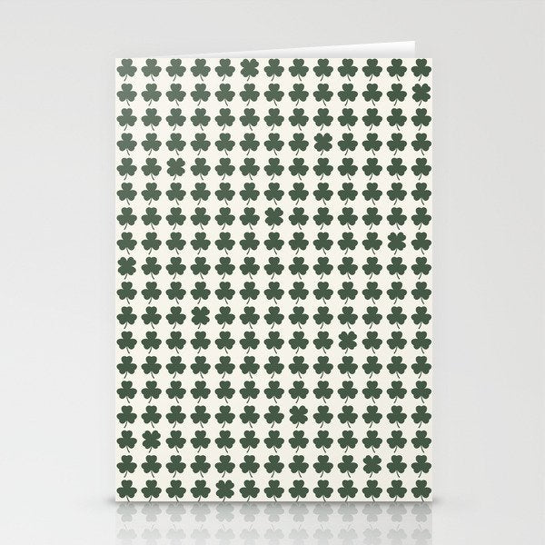 Clovers XXXVIII Dark Green Botanical Pattern Stationery Card Gallery Image 2
