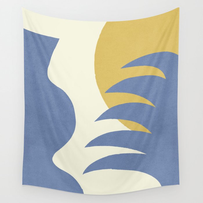 Mediterranean Abstract - Blue Gold Wall Tapestry Gallery Image 4