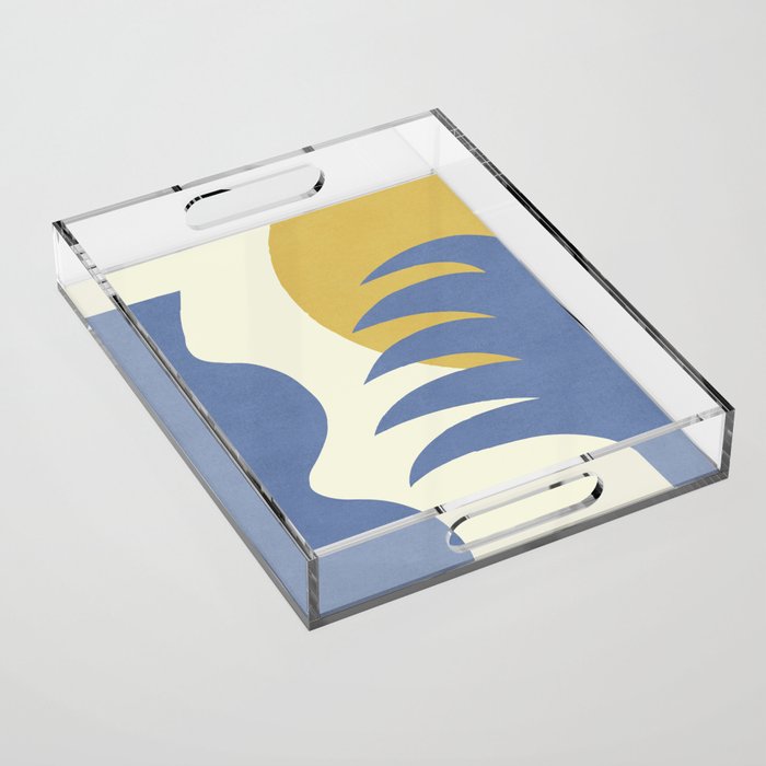 Mediterranean Abstract - Blue Gold Acrylic Tray Gallery Image 1