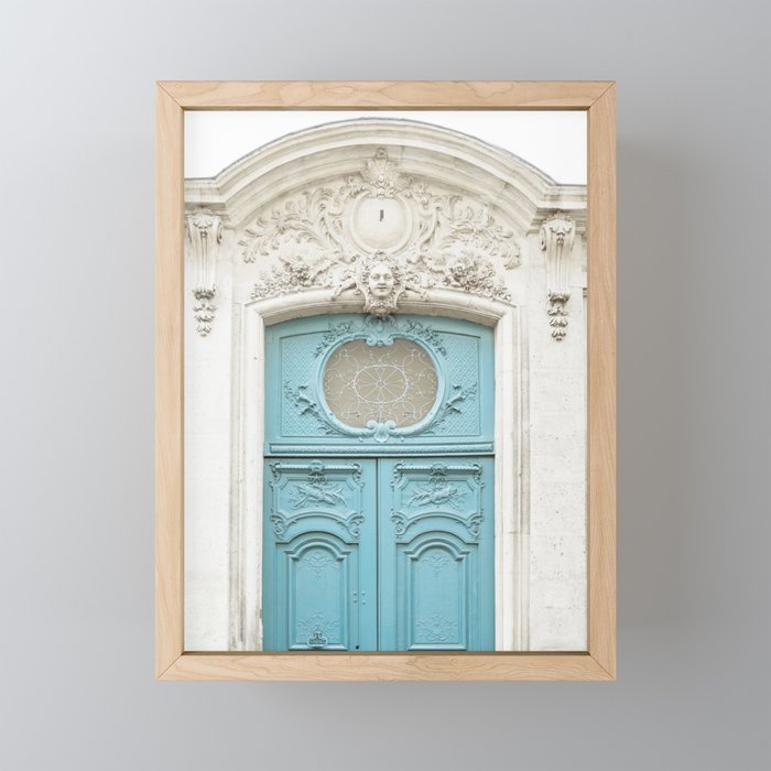 Blue Paris Door - Architecture Photograph, Travel Photography Mini Art Print Gallery Image 1