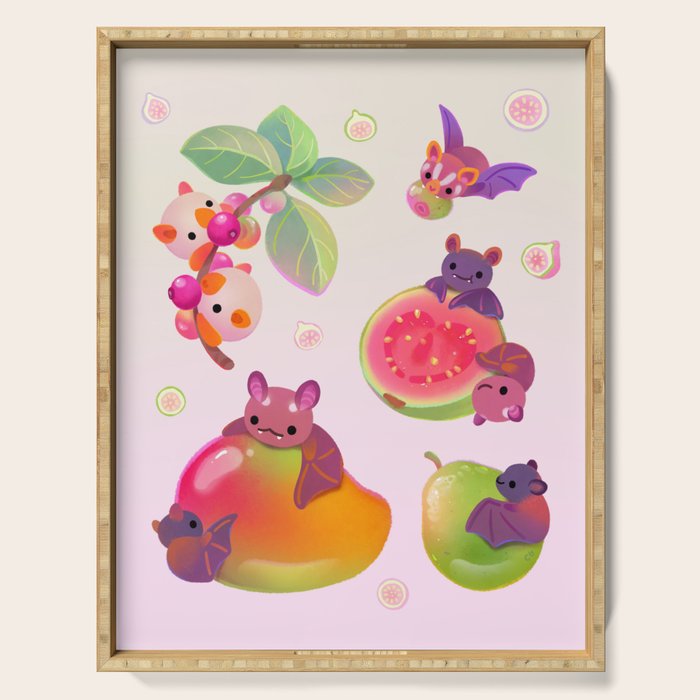  Fruit and bat - pastel Serving Tray Gallery Image 1