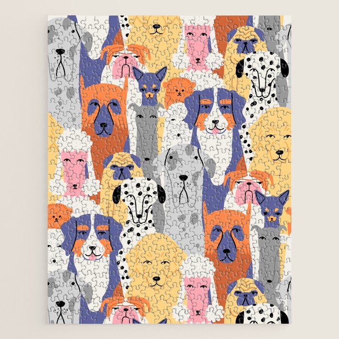 Funny dog animal pet cartoon crowd texture Jigsaw Puzzle Gallery Image 1