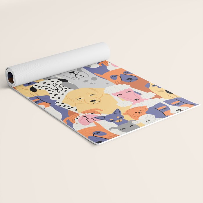 Funny dog animal pet cartoon crowd texture Yoga Mat Gallery Image 2