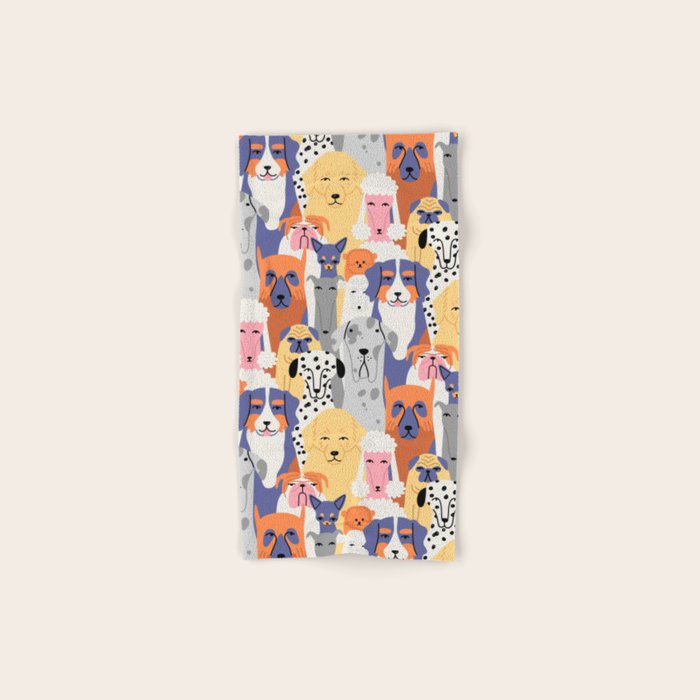 Funny dog animal pet cartoon crowd texture Bath Towel Gallery Image 1