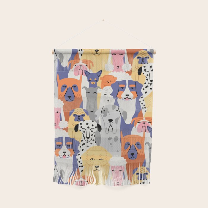 Funny dog animal pet cartoon crowd texture Wall Hanging Gallery Image 1