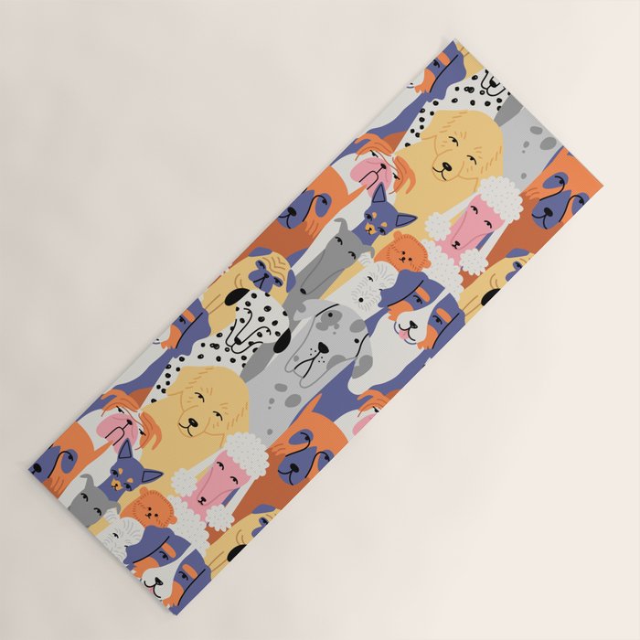 Funny dog animal pet cartoon crowd texture Yoga Mat Gallery Image 1