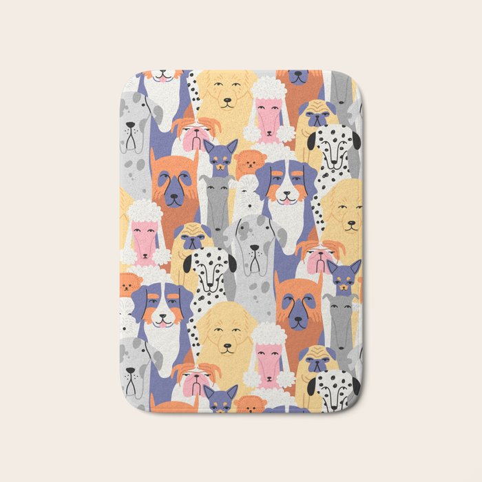 Funny dog animal pet cartoon crowd texture Bath Mat Gallery Image 1