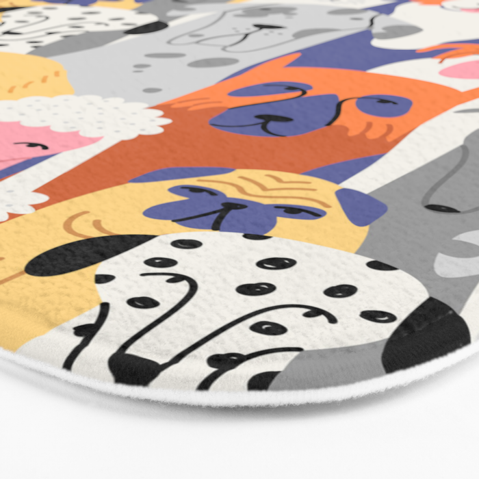Funny dog animal pet cartoon crowd texture Bath Mat Gallery Image 3