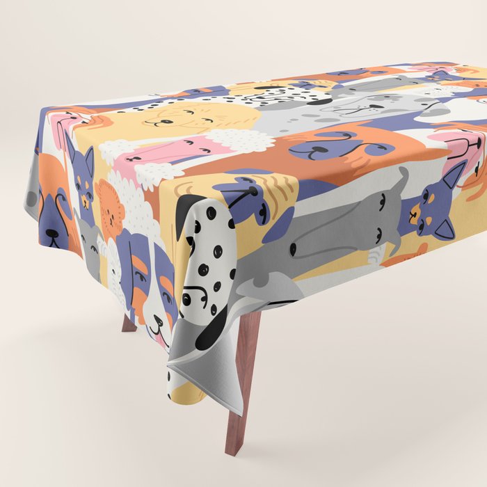 Funny dog animal pet cartoon crowd texture Tablecloth Gallery Image 1