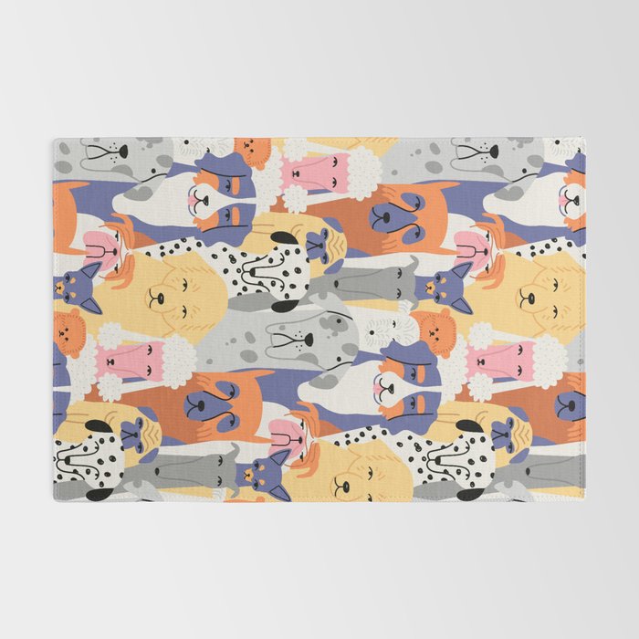 Funny dog animal pet cartoon crowd texture Rug Gallery Image 2