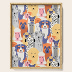 Funny dog animal pet cartoon crowd texture Serving Tray Gallery Image 1