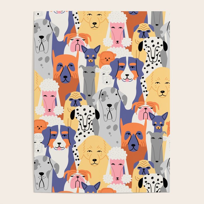 Funny dog animal pet cartoon crowd texture Poster Gallery Image 1