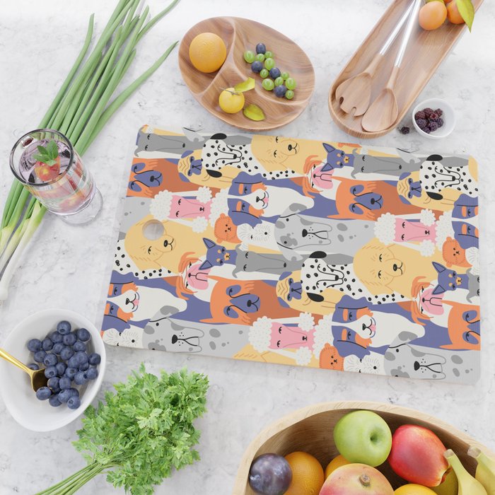 Funny dog animal pet cartoon crowd texture Cutting Board Gallery Image 2