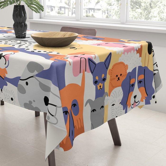 Funny dog animal pet cartoon crowd texture Tablecloth Gallery Image 3