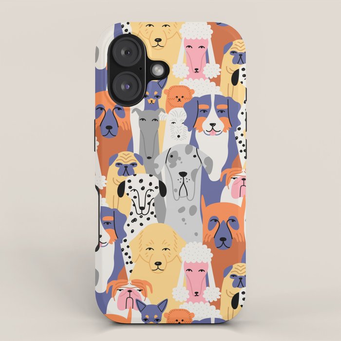 Funny dog animal pet cartoon crowd texture iPhone Case Gallery Image 1