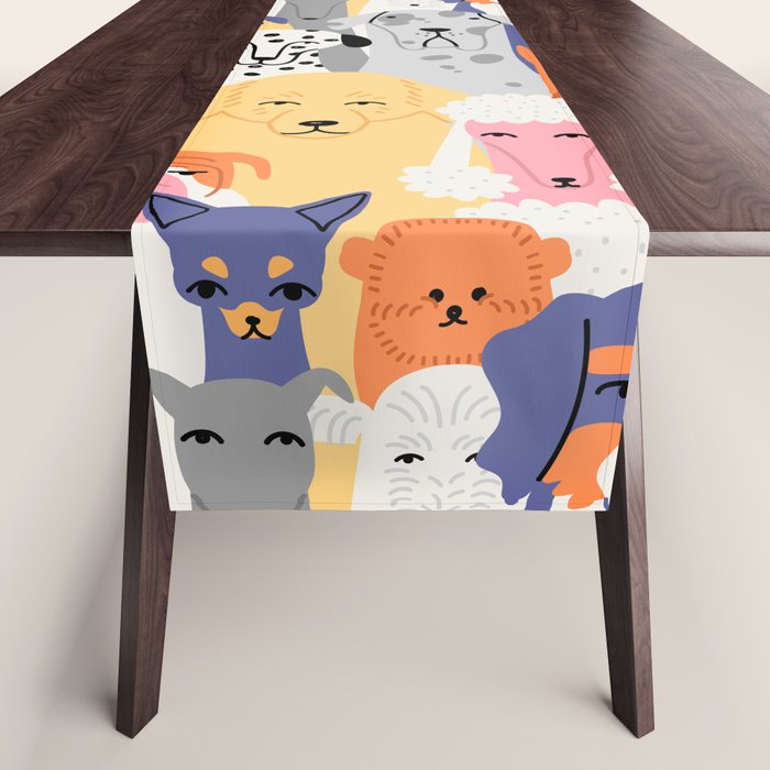 Funny dog animal pet cartoon crowd texture Table Runner Gallery Image 1