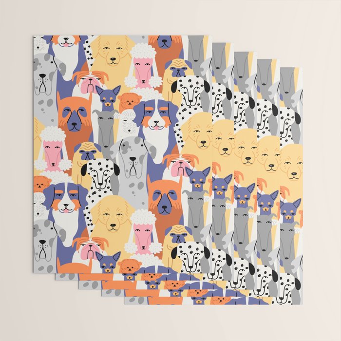 Funny dog animal pet cartoon crowd texture Wrapping Paper Gallery Image 3