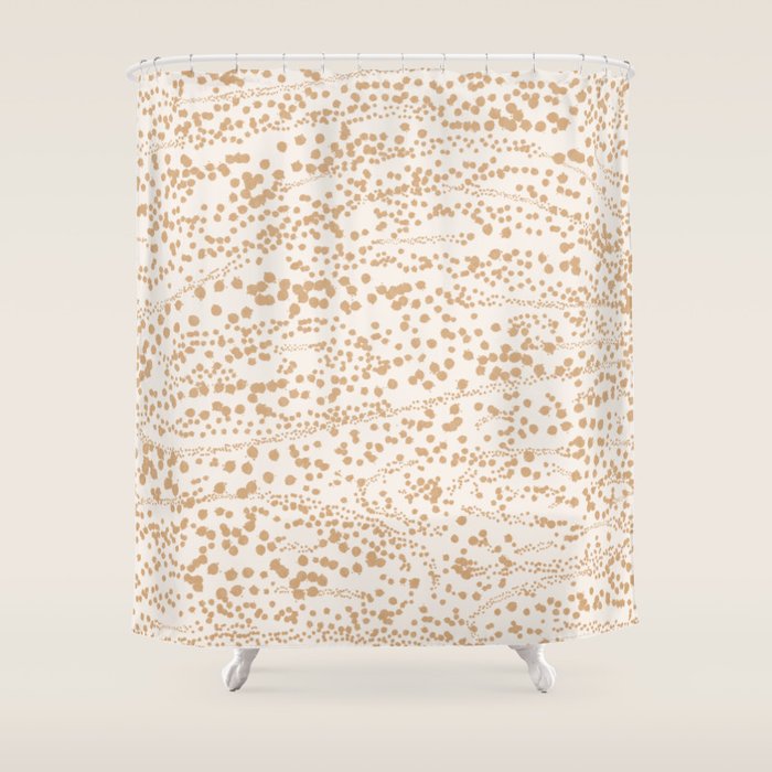 Abstract Ink Blot Strata Pattern in Neutral Camel Beige Shower Curtain Gallery Image 1