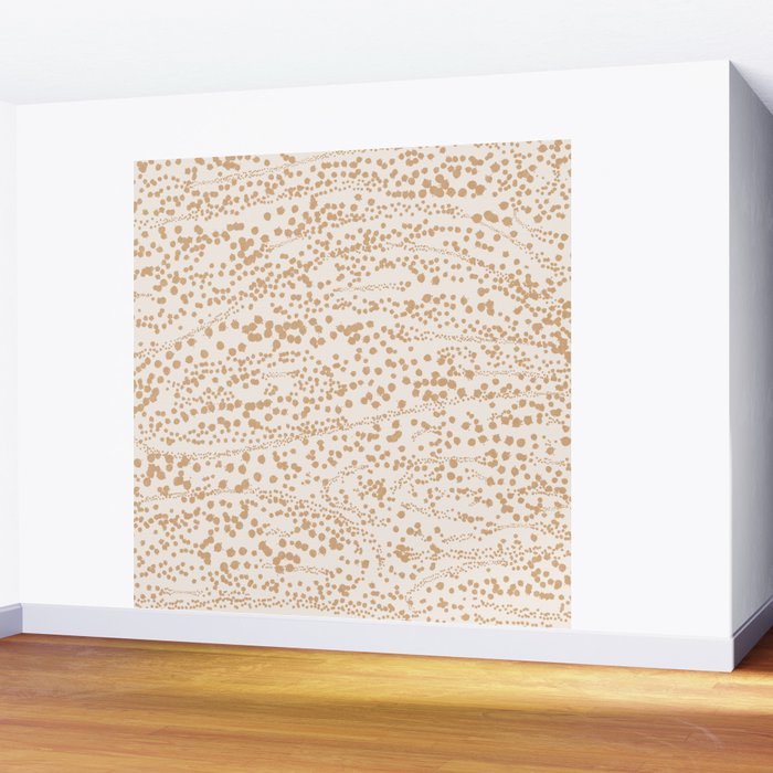Abstract Ink Blot Strata Pattern in Neutral Camel Beige Wall Mural Gallery Image 2